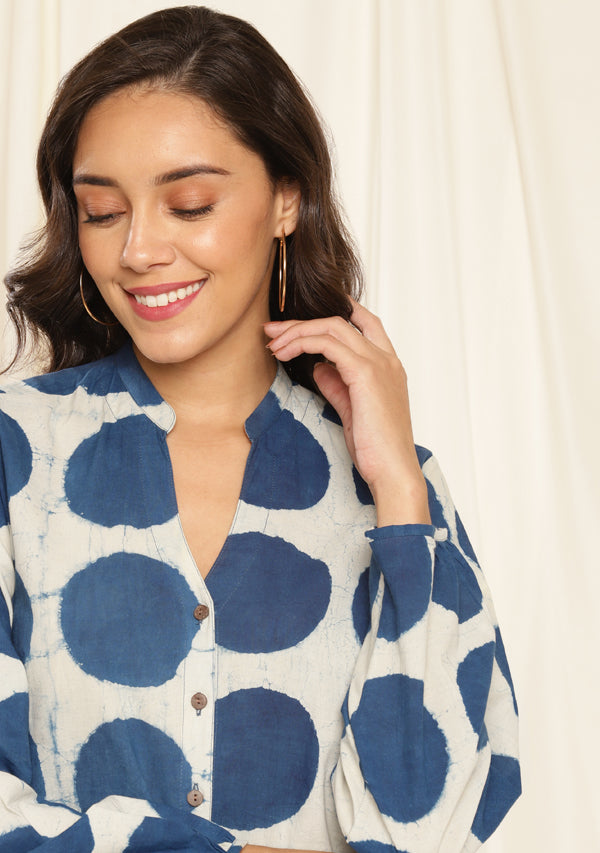 Indigo Polka Dot Hand Block Printed Co-ord Set