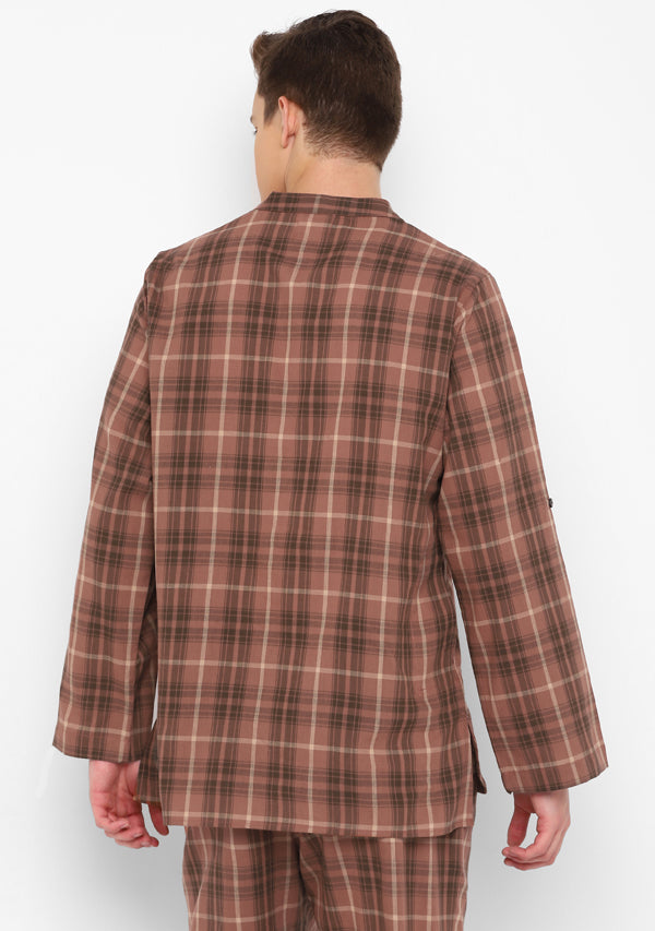Brown Black Checked Shirt And Pyjamas For Men