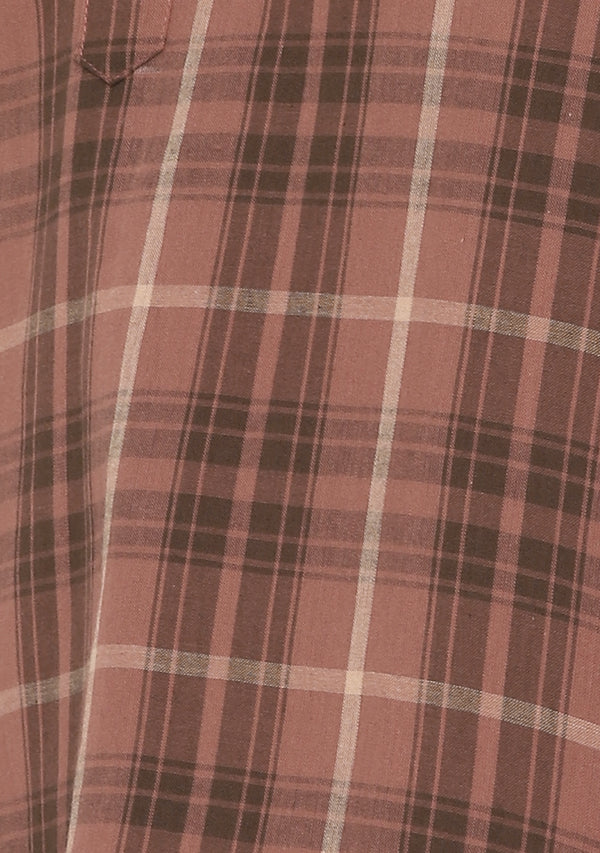 Brown Black Checked Shirt And Pyjamas For Men