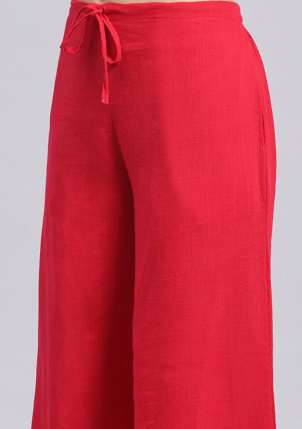 Fuchsia Cotton Co-ord Set with Orange Yoke and Trimmings