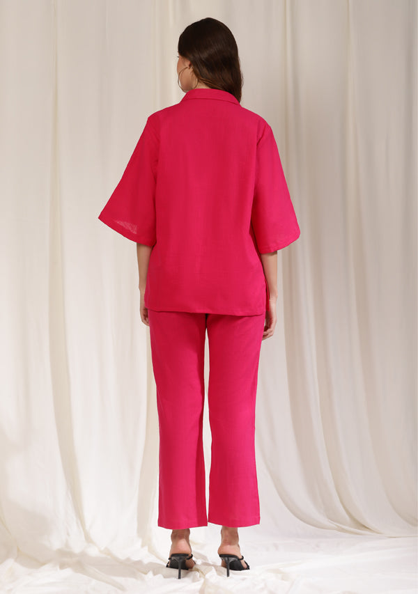 Fuchsia Collared Cotton Co-ord Set