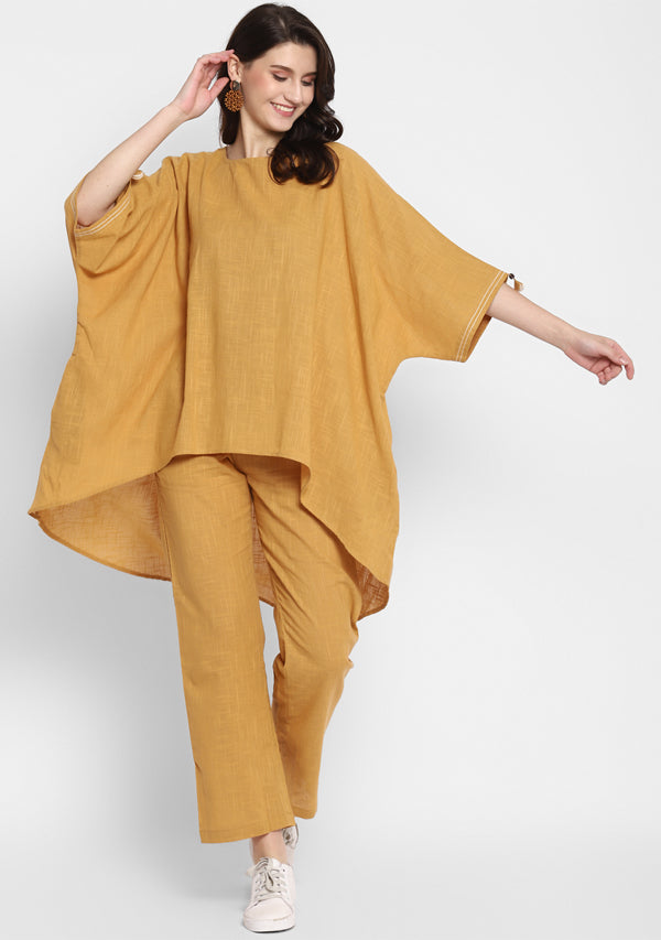 Mustard Yellow Asymmetric Cotton Co-ord Set