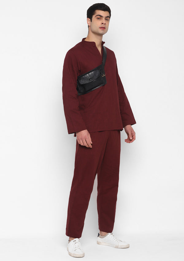 Wine Maroon Cotton Shirt and Pyjamas For Men - unidra.myshopify.com