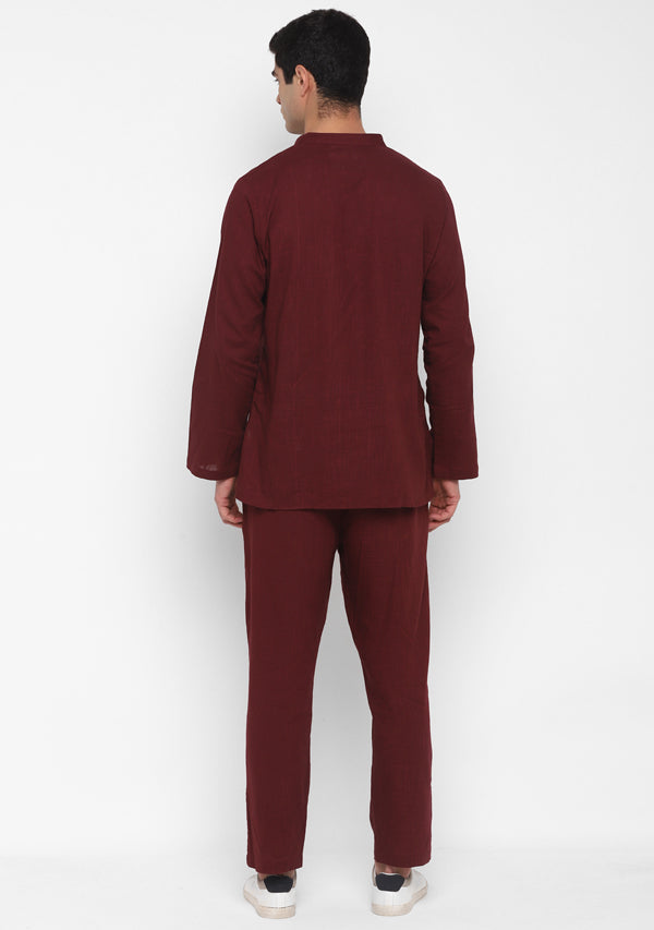 Wine Maroon Cotton Shirt and Pyjamas For Men - unidra.myshopify.com