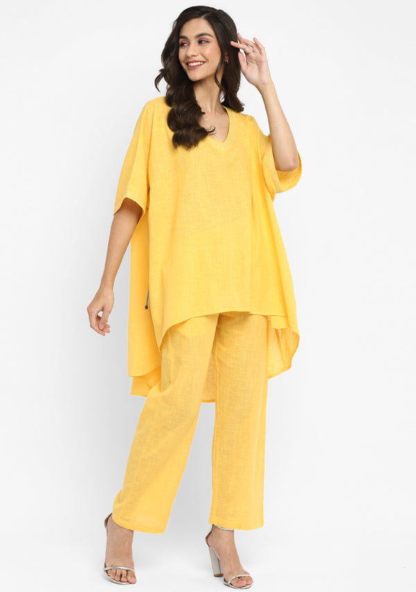 Yellow Asymmetric Cotton Co-ord Set