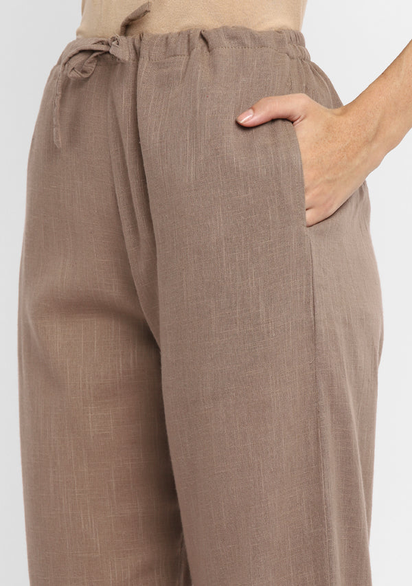 Brown Asymmetric Cotton Co-ord Set