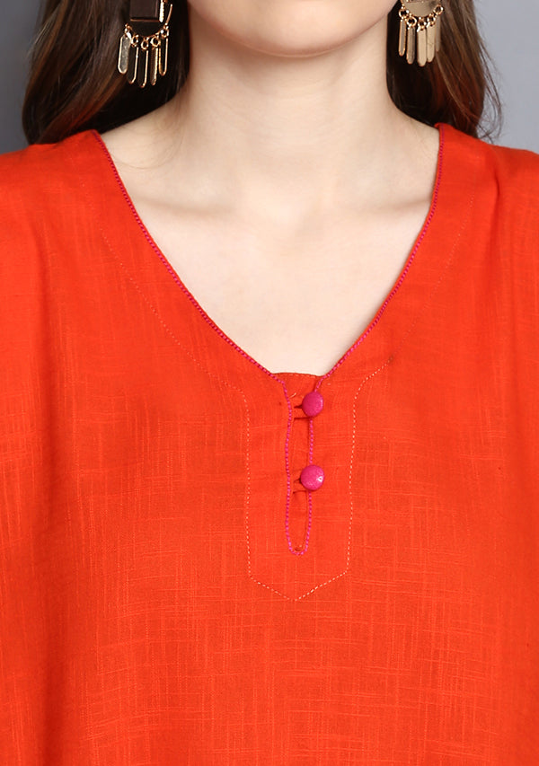 Orange and Fuschia Layered Side Tail Cotton Dress - unidra.myshopify.com