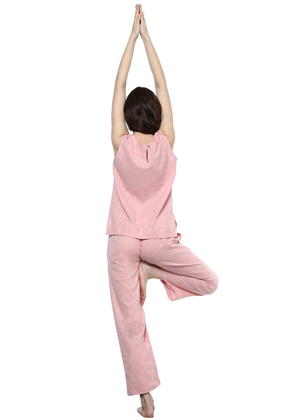 Baby Pink Sleeveless Cotton Yoga Wear - unidra.myshopify.com