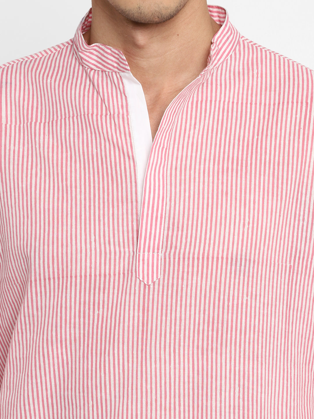 Pink White Striped Cotton Shirt and Pyjamas For Men - unidra.myshopify.com