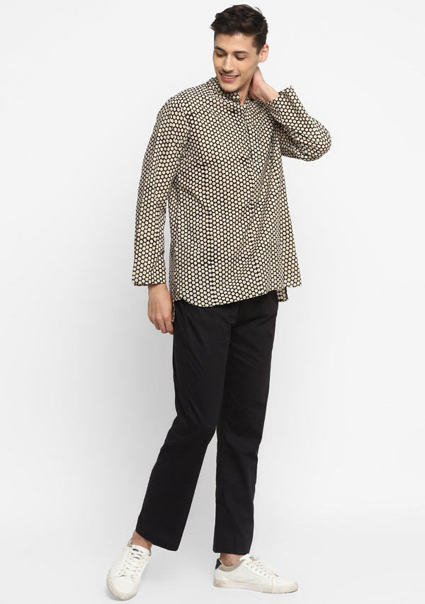 Black Ivory Hand Block Printed Cotton Shirt and Pyjamas For Men - unidra.myshopify.com