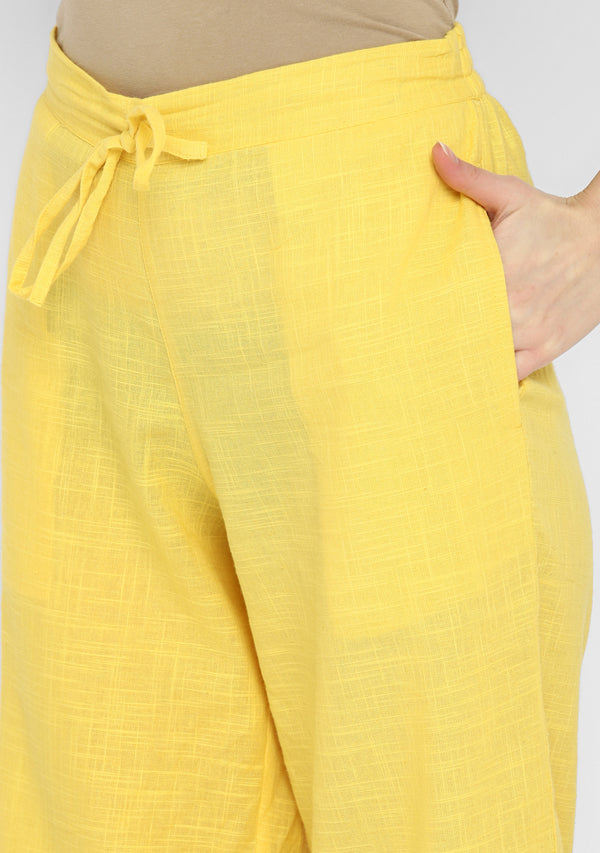 Yellow Sleeveless Cotton Yoga Wear