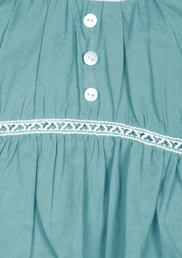Sapphire Blue Cotton Night Suit With Lace Trimmings For Kids - unidra.myshopify.com