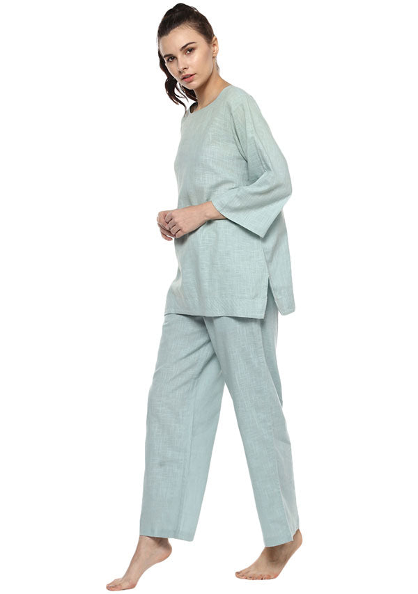 Aqua Cotton Yoga Wear With Sleeves - unidra.myshopify.com