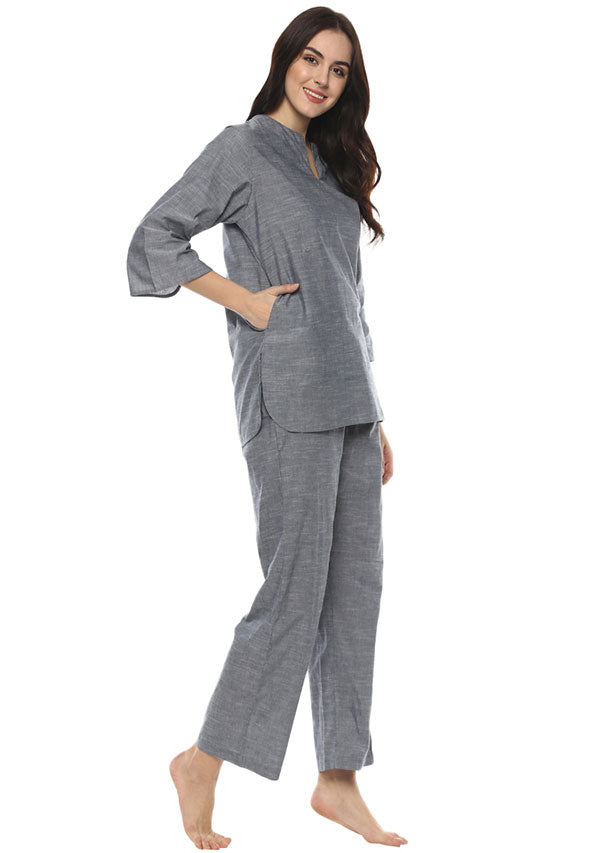 Grey Cotton Night Suit - unidra.myshopify.com