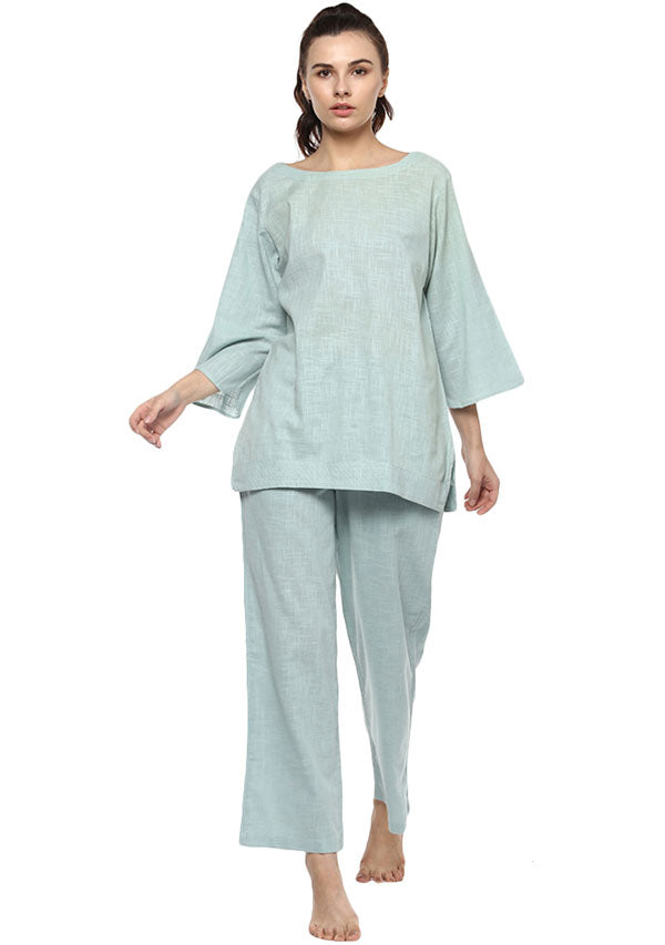 Aqua Cotton Yoga Wear With Sleeves - unidra.myshopify.com