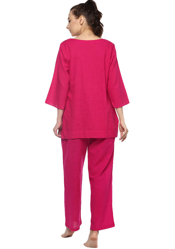 Fuchsia Cotton Yoga Wear With Sleeves - unidra.myshopify.com