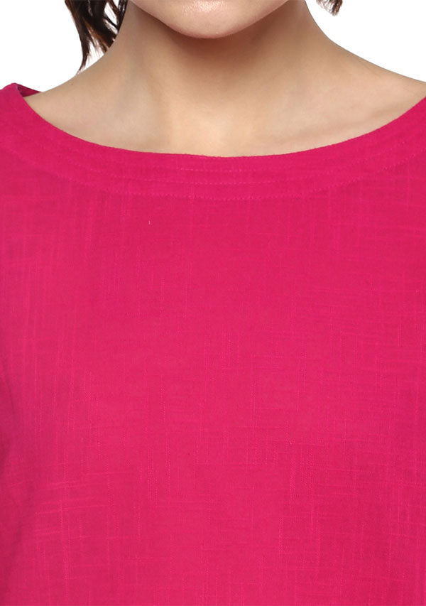 Fuchsia Cotton Yoga Wear With Sleeves - unidra.myshopify.com