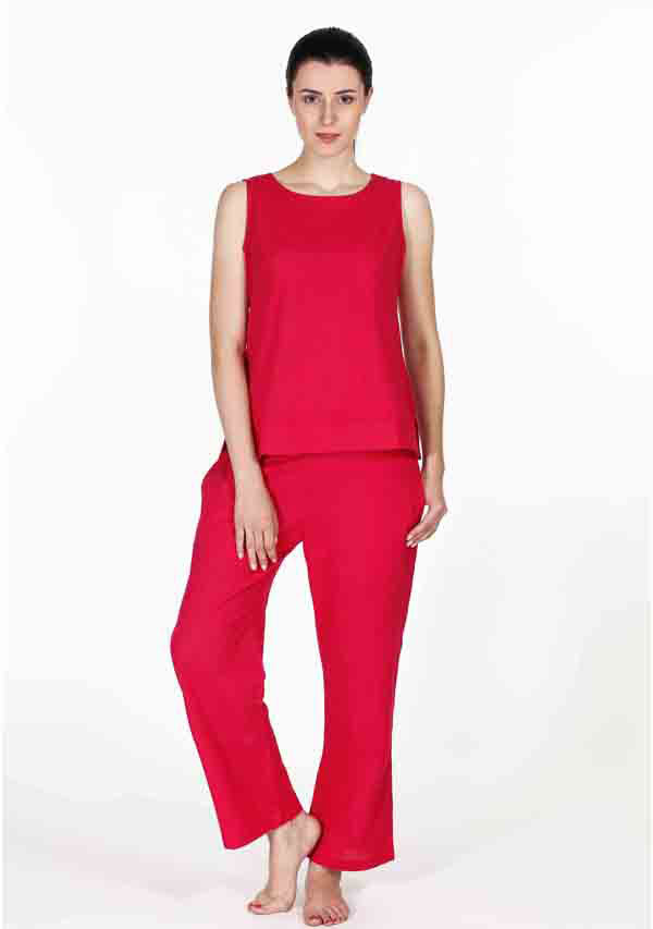Fuchsia Sleeveless Cotton Yoga Wear - unidra.myshopify.com