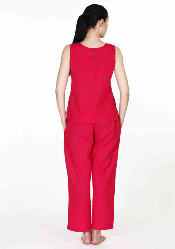 Fuchsia Sleeveless Cotton Yoga Wear - unidra.myshopify.com