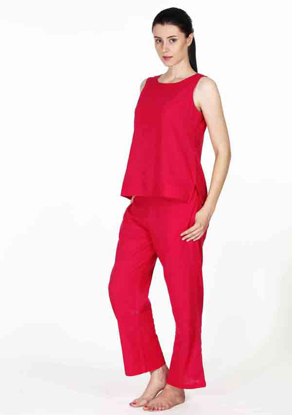 Fuchsia Sleeveless Cotton Yoga Wear - unidra.myshopify.com