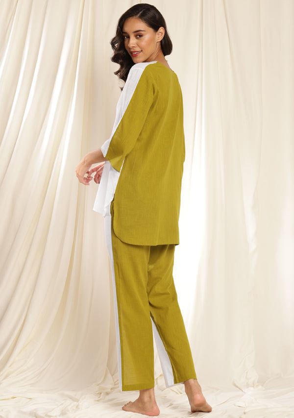 White Green Cotton Night Suit