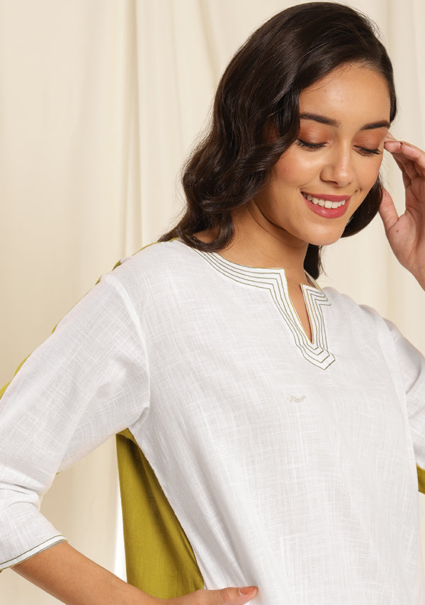 White Green Cotton Night Suit