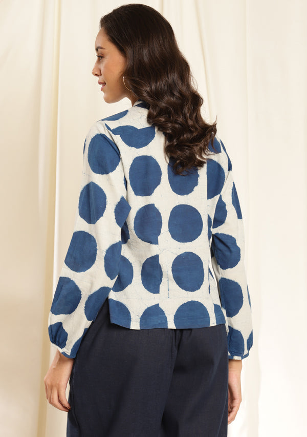 Indigo Polka Dot Hand Block Printed Co-ord Set