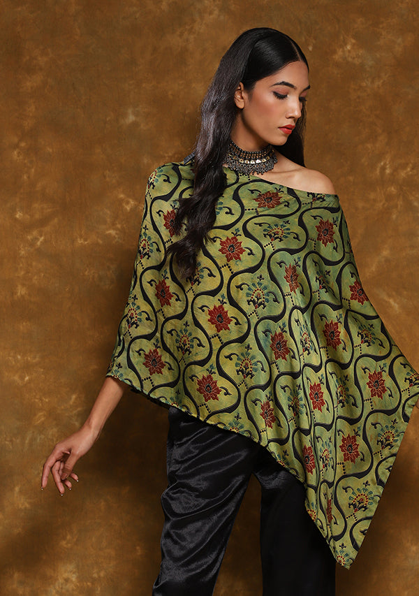 Mustard Black Hand Block Printed Cape (TOP ONLY)