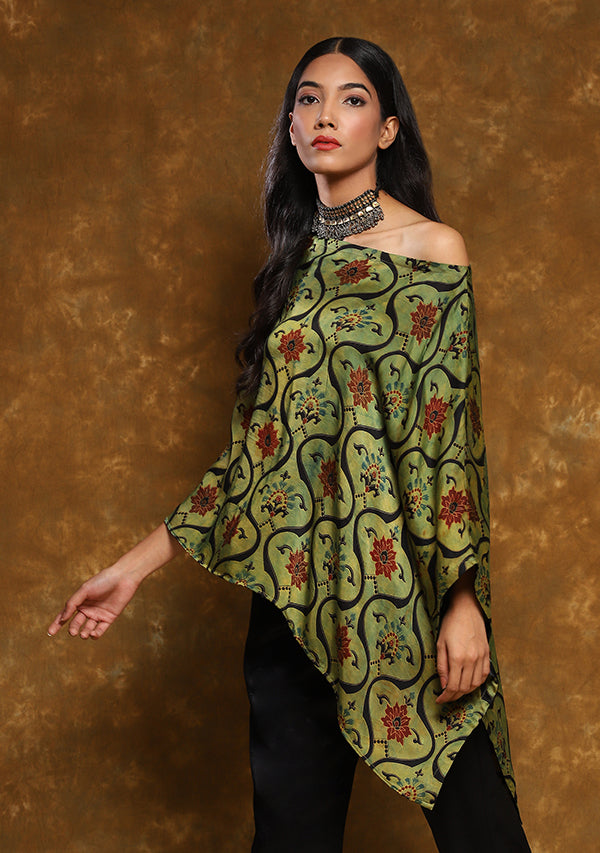 Mustard Black Hand Block Printed Cape (TOP ONLY)