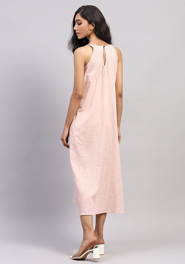 Soft Pink Cotton Strap Dress