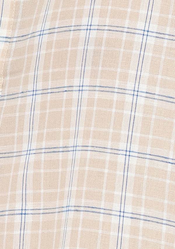 Beige Blue Cotton Shirt and Pyjamas For Men