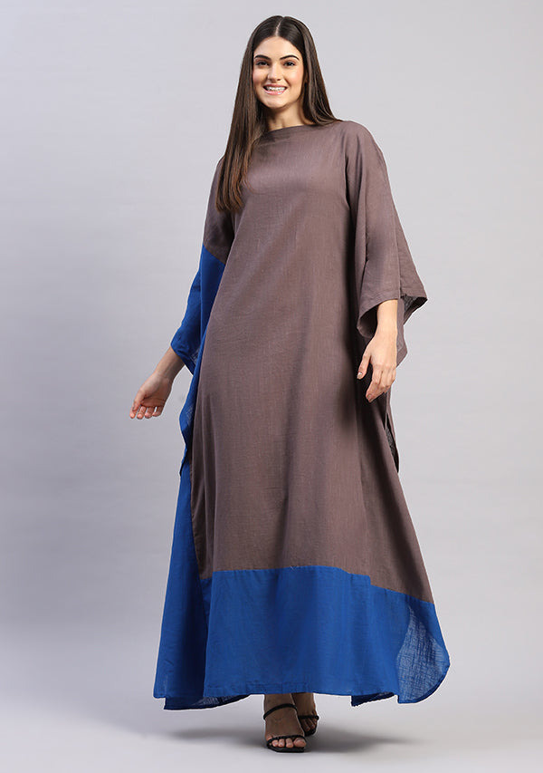 Flowy Grey Royal Blue Cotton Kaftan