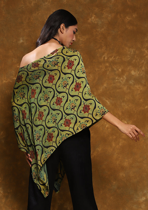 Mustard Black Hand Block Printed Cape (TOP ONLY)