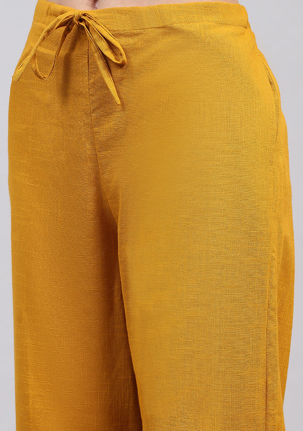Mustard Collared Co-ord Set with Brown Trimmings