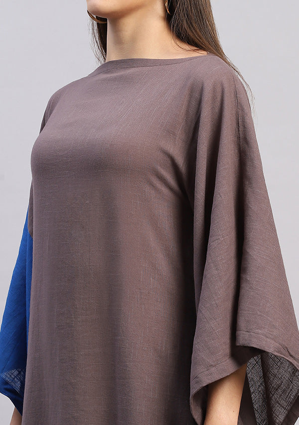 Flowy Grey Royal Blue Cotton Kaftan