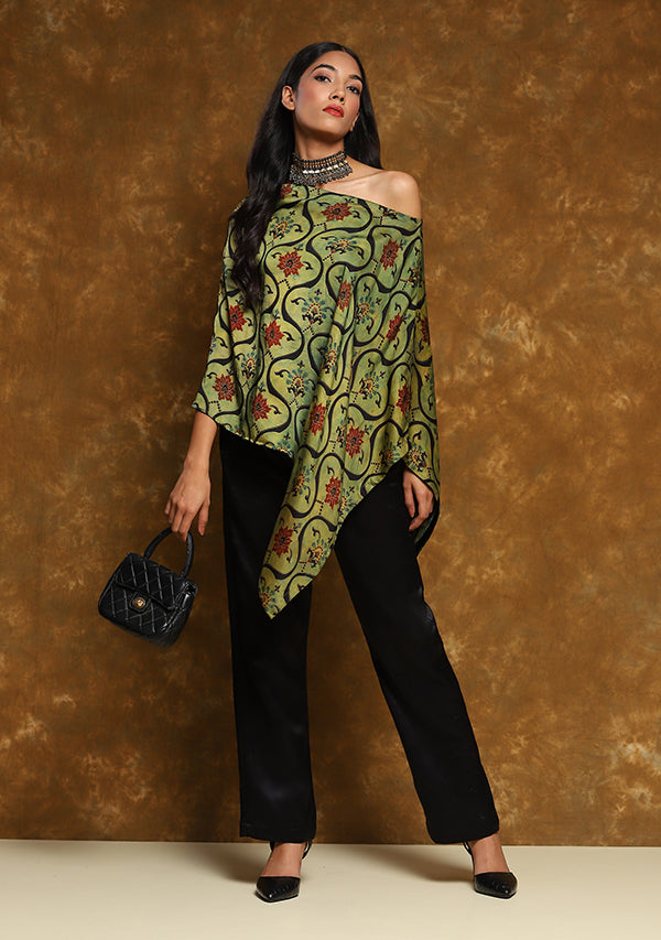 Mustard Black Hand Block Printed Cape (TOP ONLY)