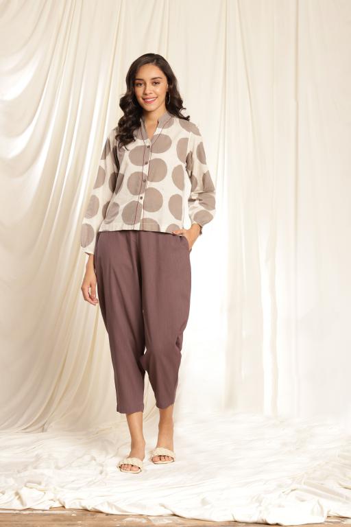Grey Polka Dot Hand Block Printed Co-ord Set