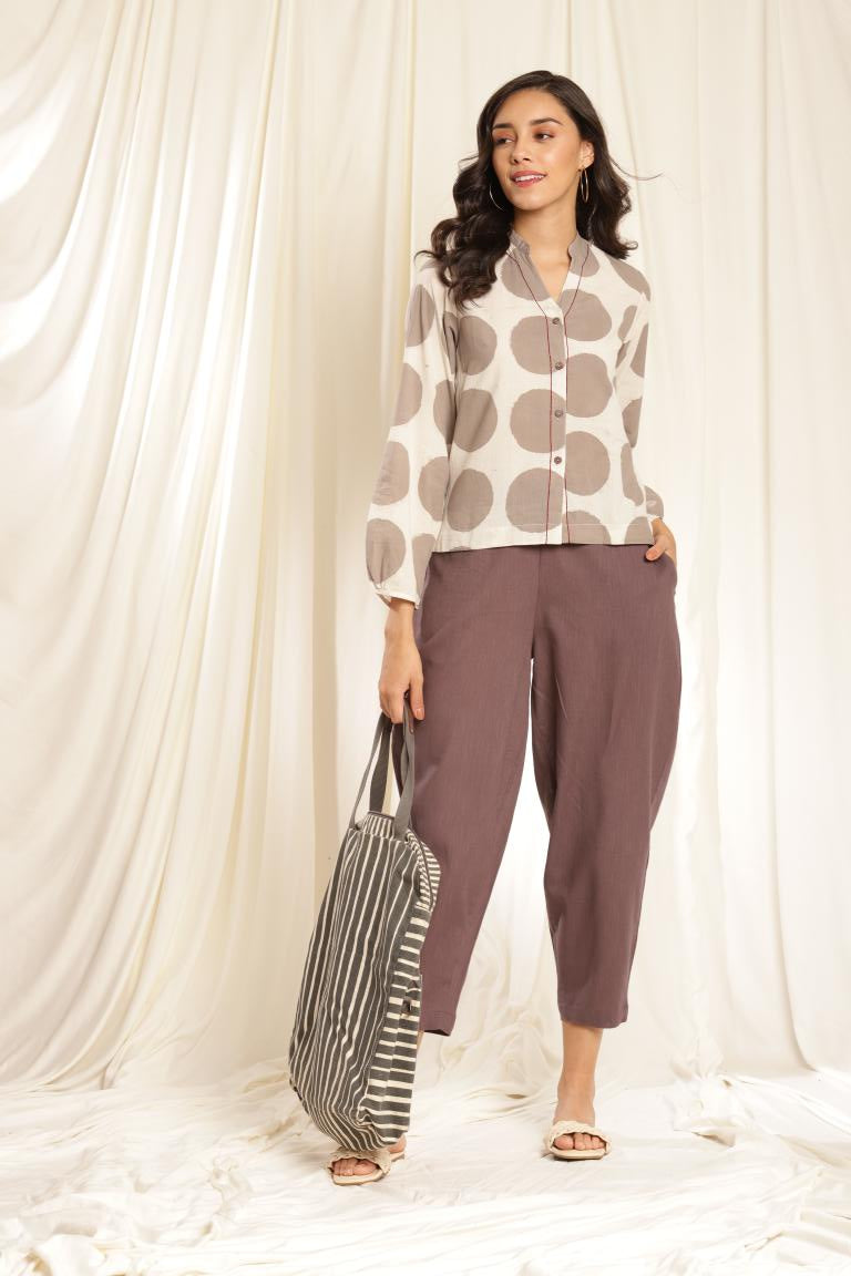 Grey Polka Dot Hand Block Printed Co-ord Set