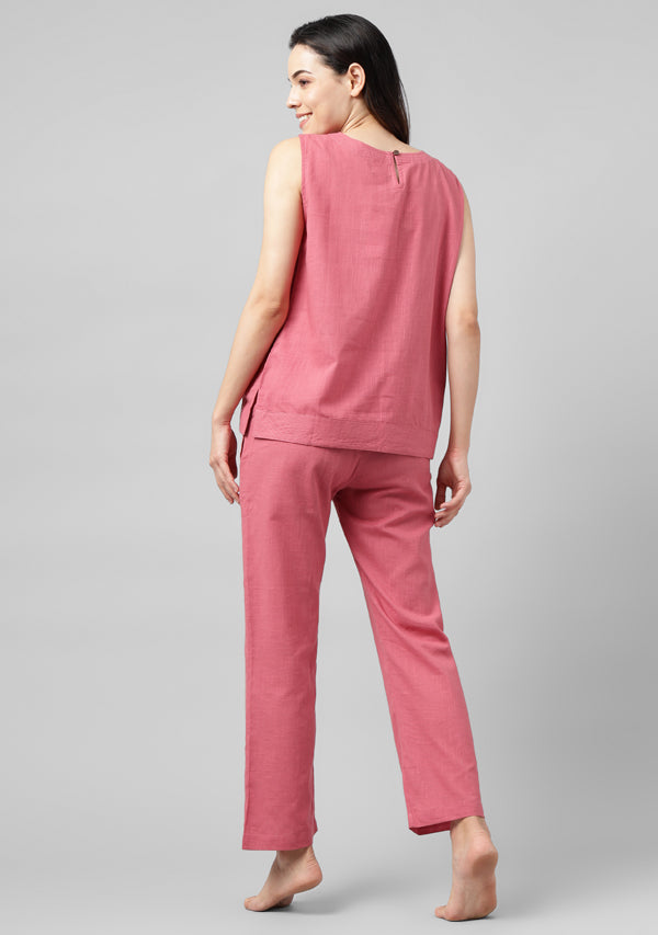 Peach Sleeveless Cotton Yoga Wear