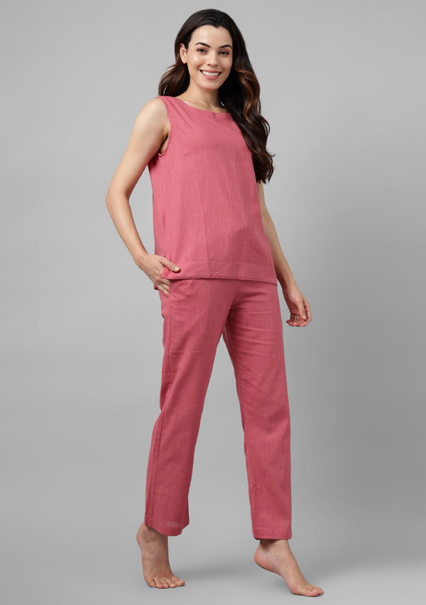 Peach Sleeveless Cotton Yoga Wear