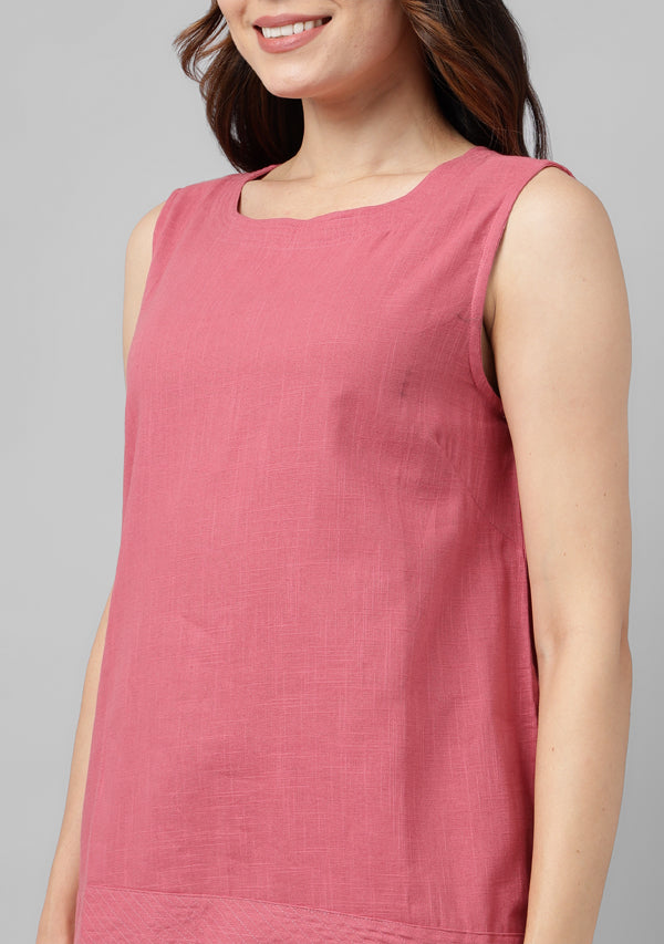 Peach Sleeveless Cotton Yoga Wear