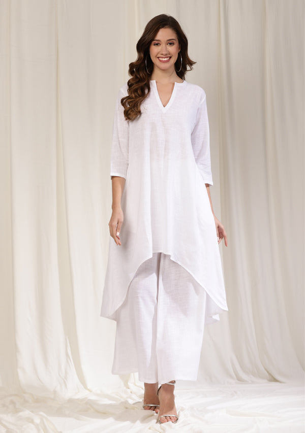 White Asymmetric Cotton Co-ord Set