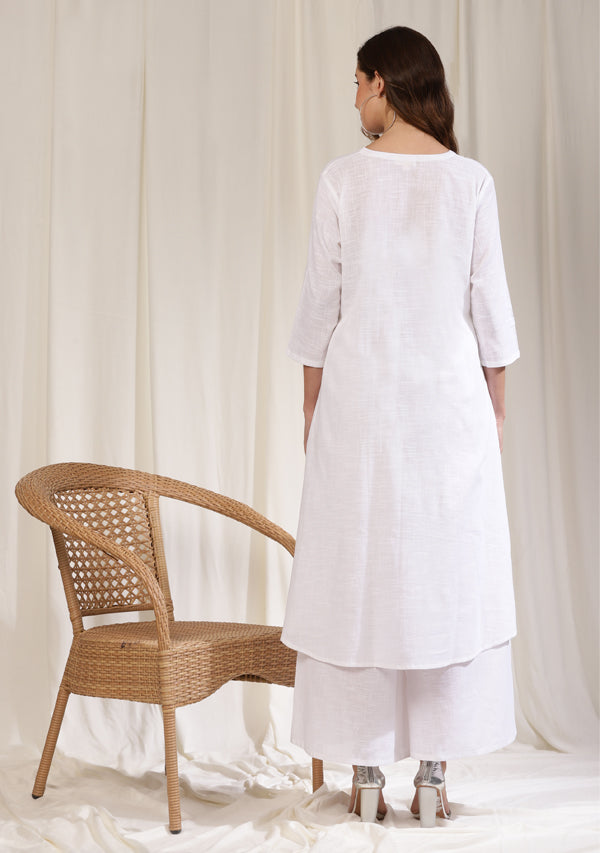White Asymmetric Cotton Co-ord Set