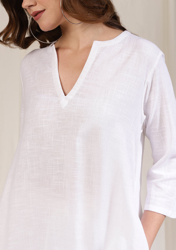 White Asymmetric Cotton Co-ord Set