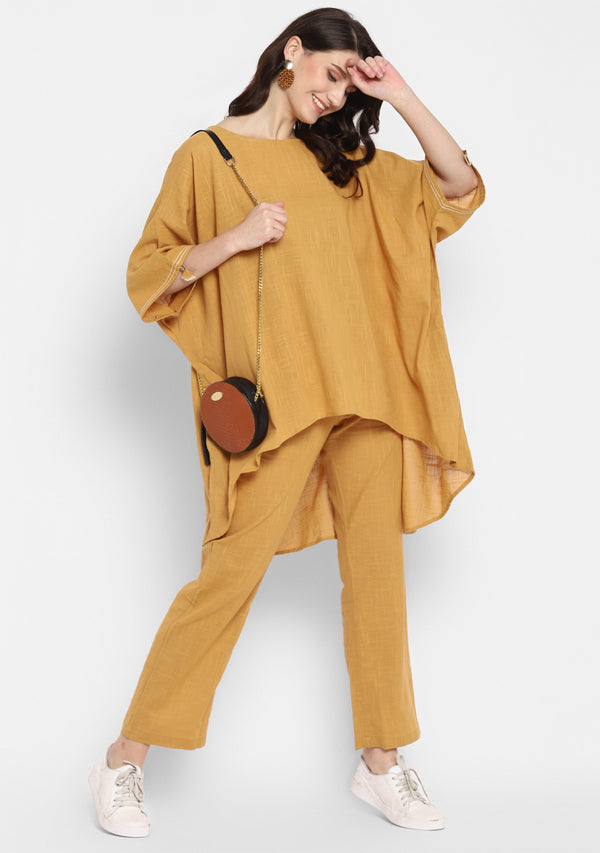Mustard Yellow Asymmetric Cotton Co-ord Set