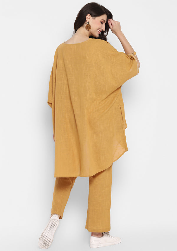 Mustard Yellow Asymmetric Cotton Co-ord Set