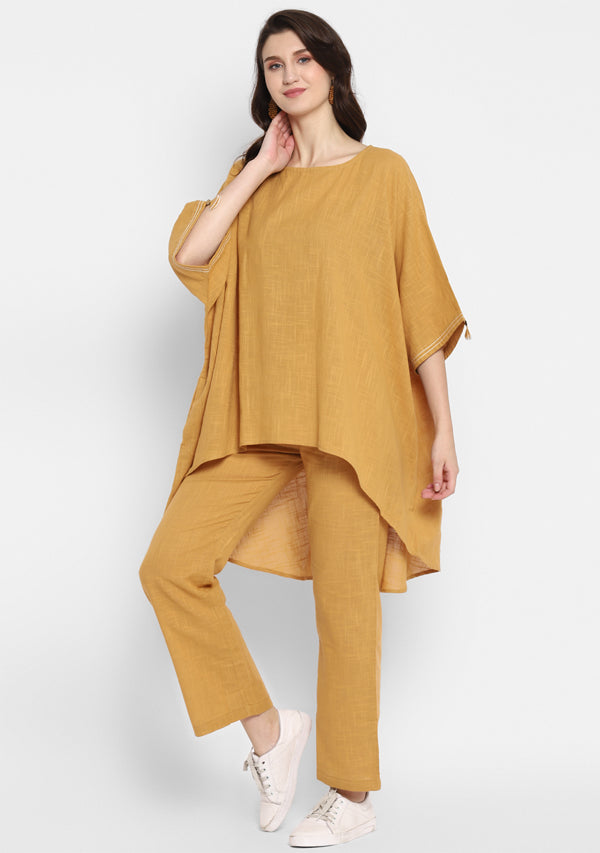 Mustard Yellow Asymmetric Cotton Co-ord Set