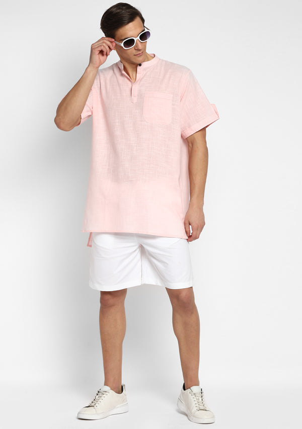 Pink Cotton Shirt and Shorts For Men