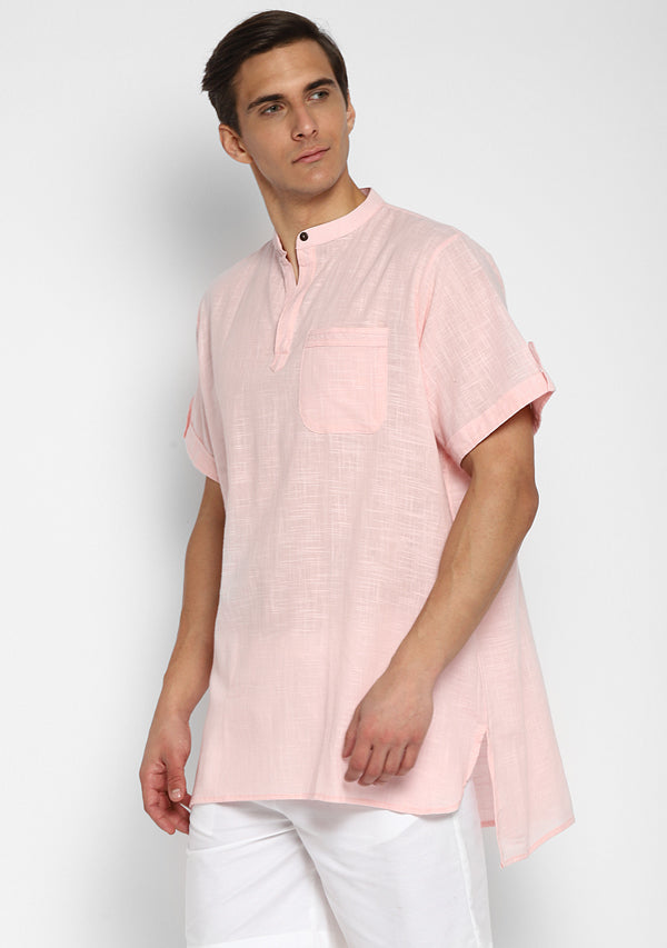 Pink Cotton Shirt and Shorts For Men