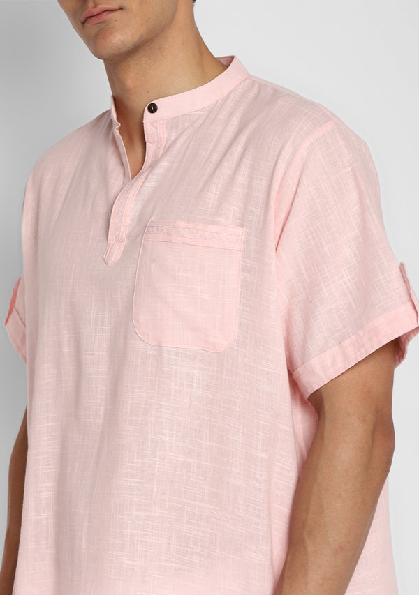 Pink Cotton Shirt and Shorts For Men